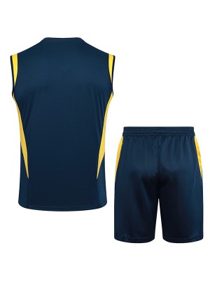 Real madrid training jersey soccer uniform men's sportswear navy football tops sports vest 2024